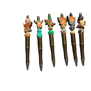 Handmade Western Cow Beaded Pens Brown – Sold Individually